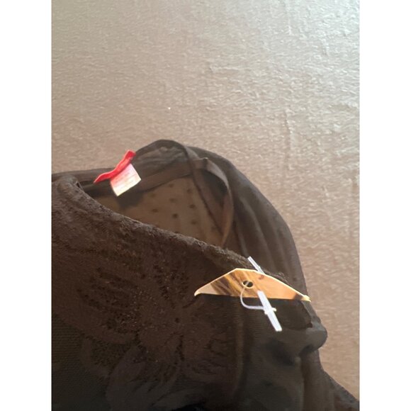 Bed of Roses Black 3X Lingerie Set Sheer Polka Dot Babydoll & Thong, Curvy, Lace - Picture 8 of 16